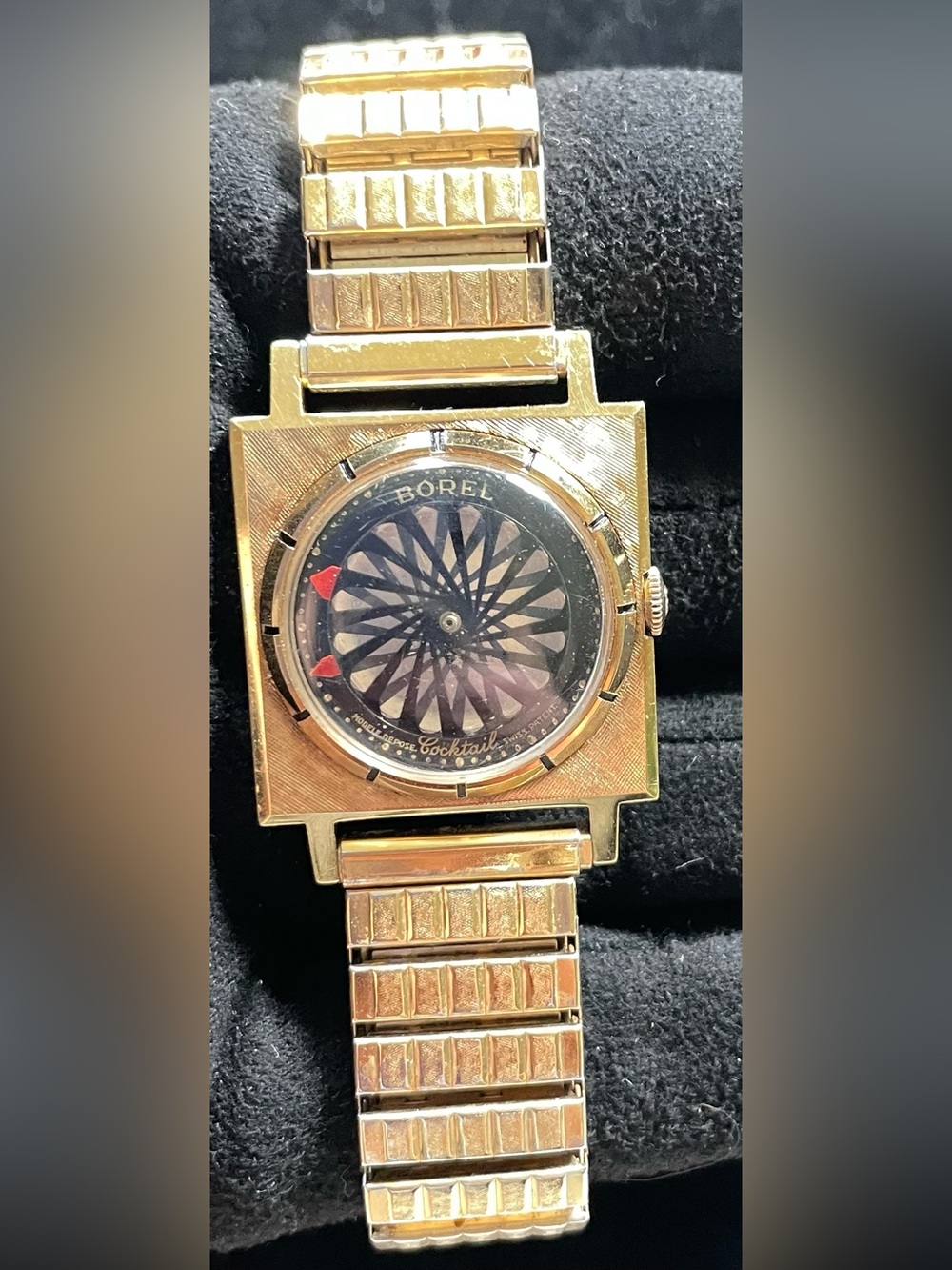 Vintage 1960s Ernest Borel Cocktail Watch Square Kaleidoscope